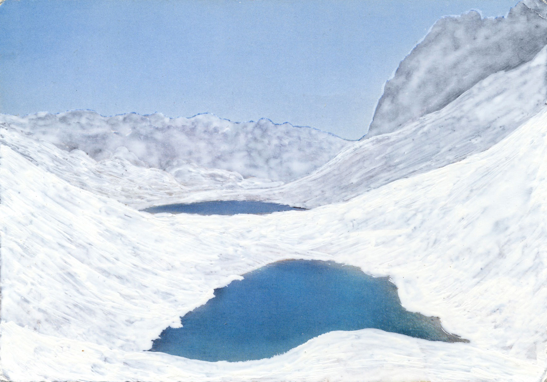 Calmes Blancs #03 dessin sur carte postale, paysage de Céline Dominiak