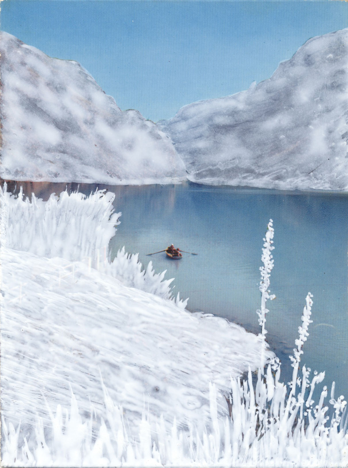 Calmes Blancs #12 dessin sur carte postale, paysage de Céline Dominiak