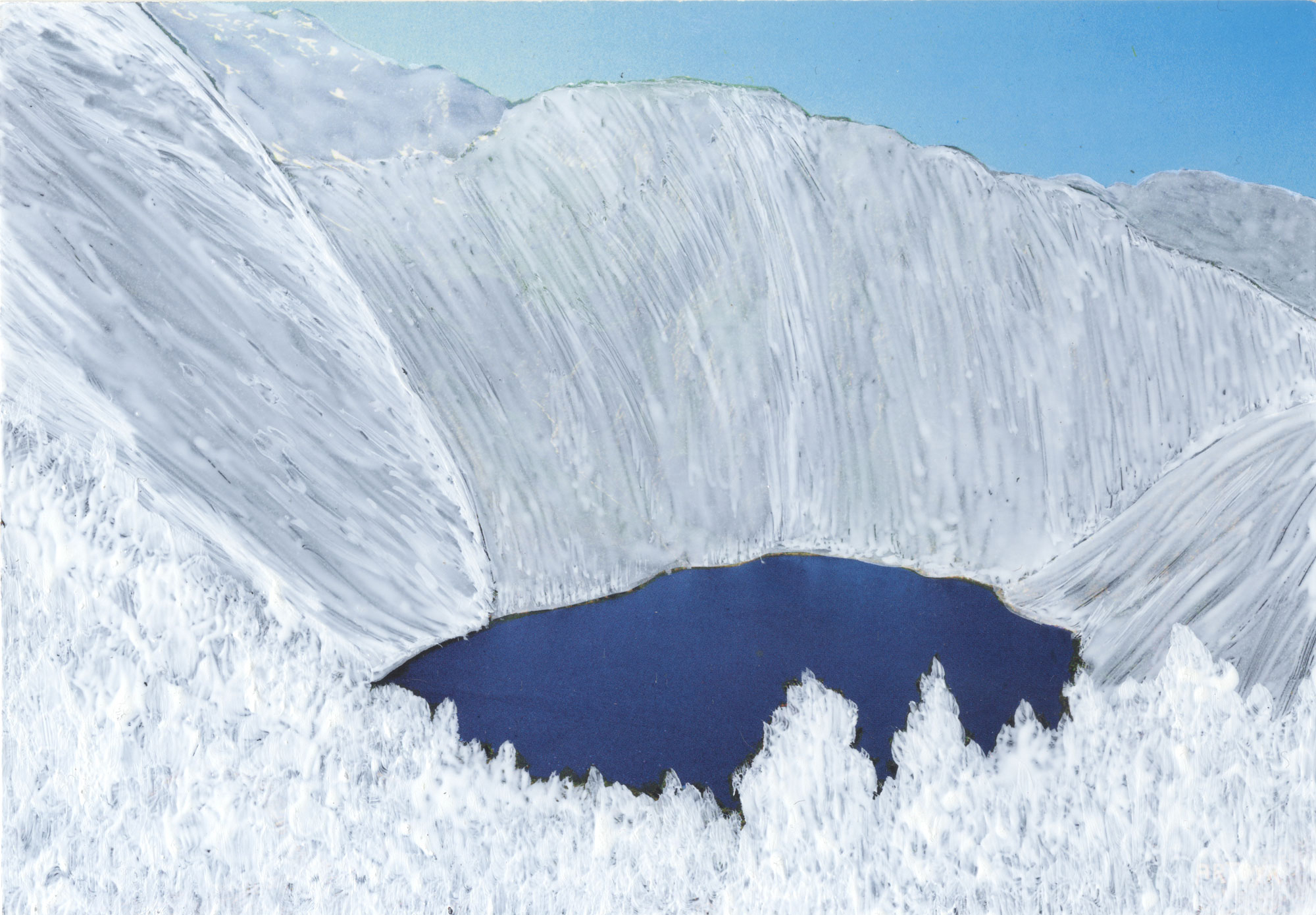 Calmes Blancs #14 dessin sur carte postale, paysage de Céline Dominiak