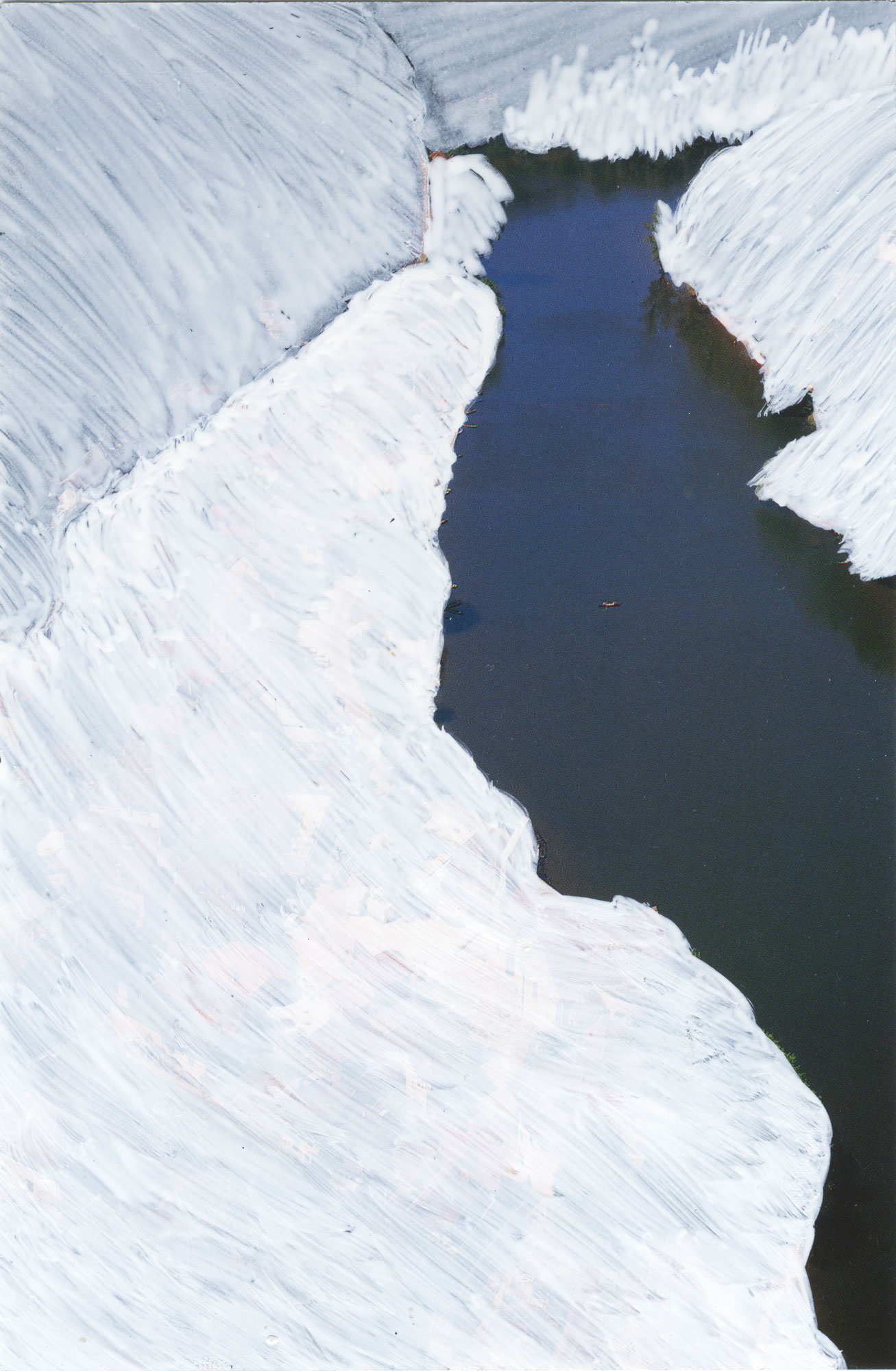 Calmes Blancs #15 dessin sur carte postale, paysage de Céline Dominiak