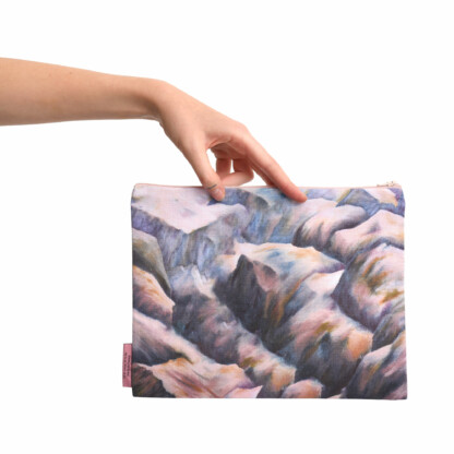 Pochette à zip paysage Cascade minéral en coton et lin – Image 6
