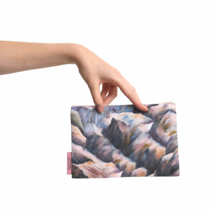 Pochette à zip paysage Cascade minéral en coton et lin – Image 4