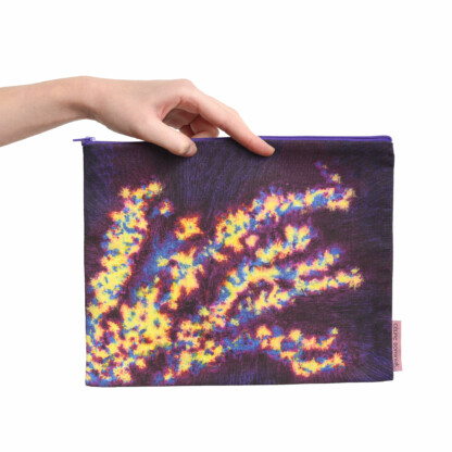 Pochette zippée en coton en lin Fleur aubergine et jaune - Genêt – Image 5