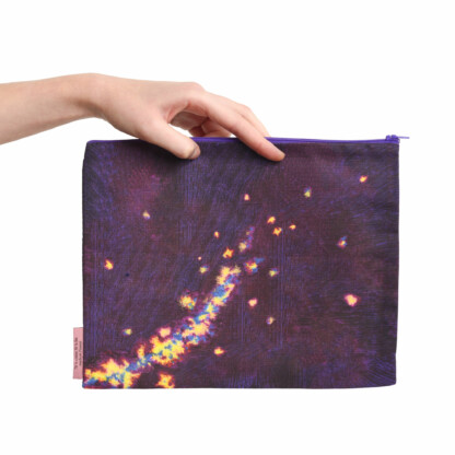 Pochette zippée en coton en lin Fleur aubergine et jaune - Genêt – Image 6