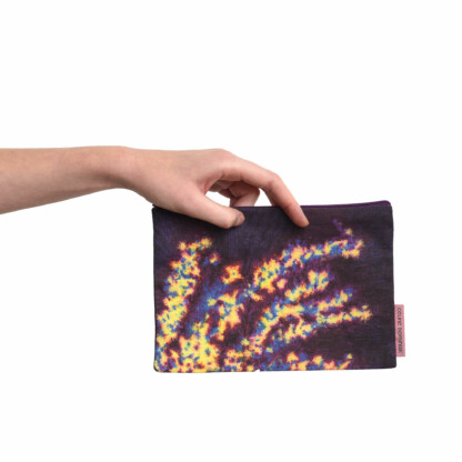 Pochette zippée en coton en lin Fleur aubergine et jaune - Genêt – Image 3