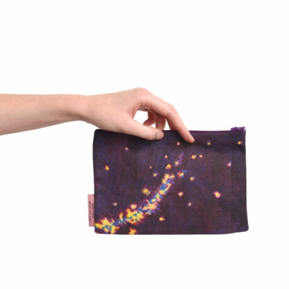 Pochette zippée en coton en lin Fleur aubergine et jaune - Genêt – Image 4