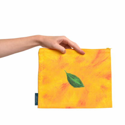 Pochette à zip en coton en lin jaune et rouge Fleur - Queue de chat – Image 6