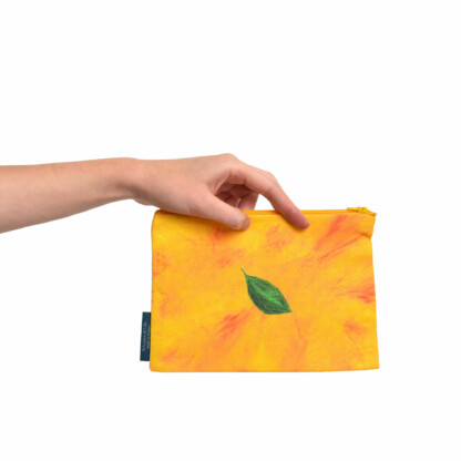 Pochette à zip en coton en lin jaune et rouge Fleur - Queue de chat – Image 4
