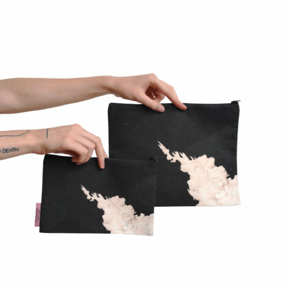 Pochette à zip en coton en lin Nuage - Nuit blanche – Image 2