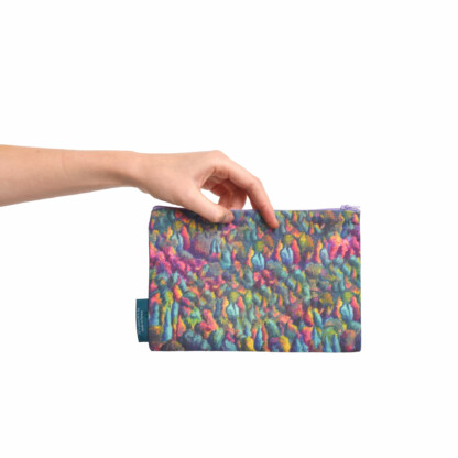 Pochette à zip dessin paysage jaune et violet en coton et lin - Clairière – Image 4