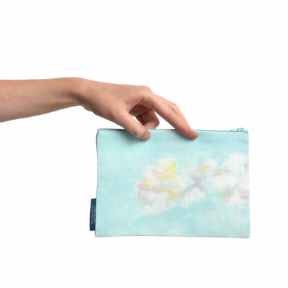 Pochette à zip dessin paysage montagne en coton et lin - Colline – Image 4