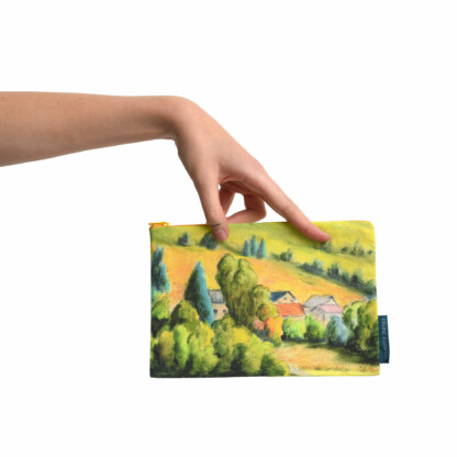 Pochette à zip dessin paysage de montagne en coton et lin - Hameau – Image 3